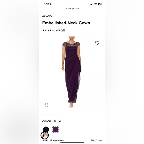 Xscape Brand Size 12 Plum Color Long Gown - Picture 4 of 13